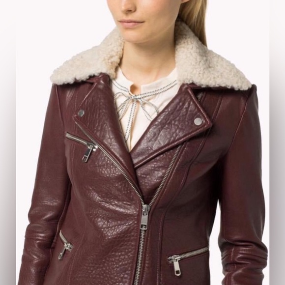 Tommy Hilfiger burgundy leather moto jacket. Excellent condition! - Picture 10 of 10